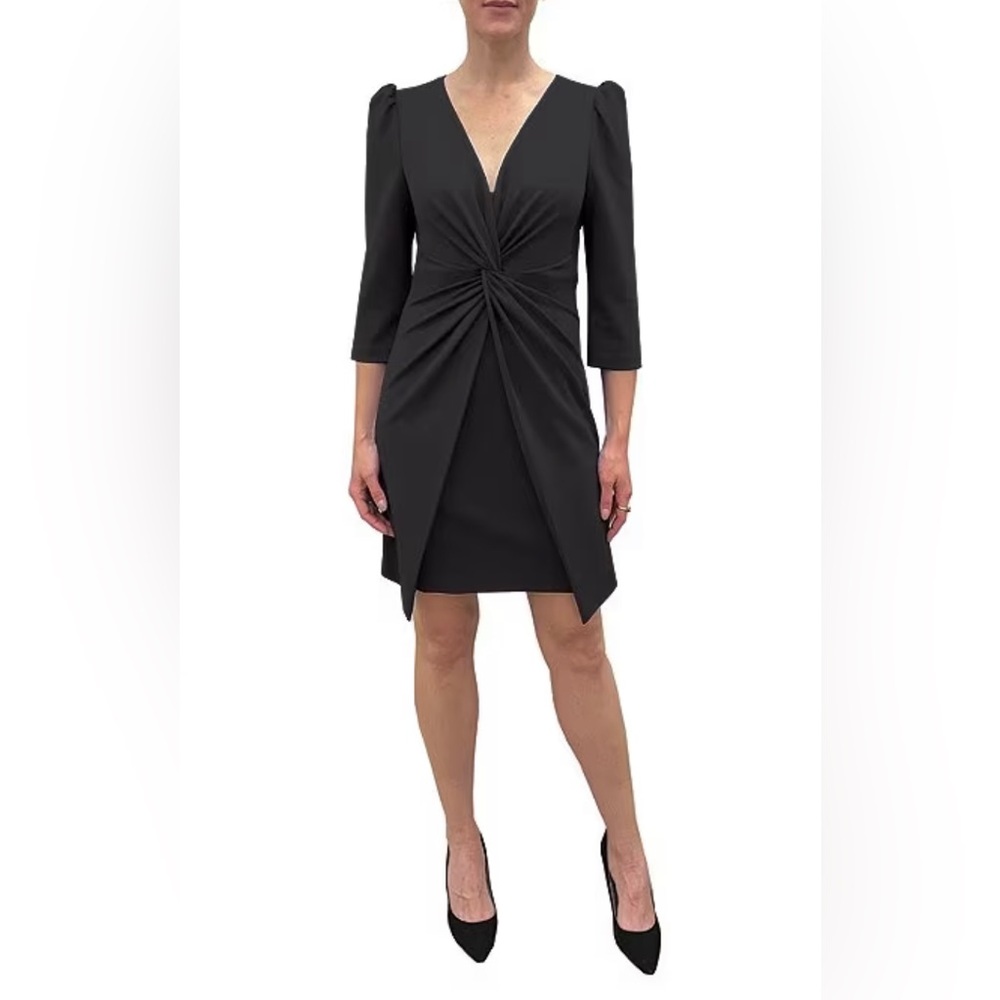 Julia Jordan
Stretch V-Neck 3/4 Sleeve Knot Waist Sheath Dress size 10 black
